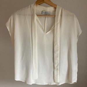 Amour Vert Creme Tie Blouse XS